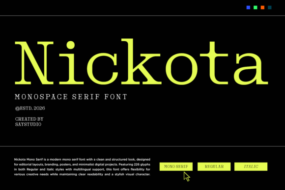 Nickota: The Monospaced Serif for Coding-Inspired Design